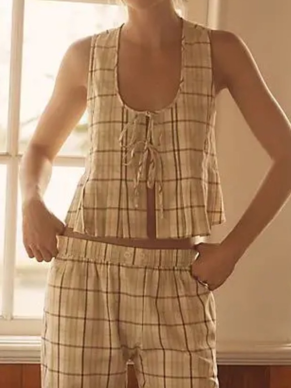 Anthropologie LyreBird Pintuck Flannel Tie Front Vest Women Medium NWT - Picture 9 of 9